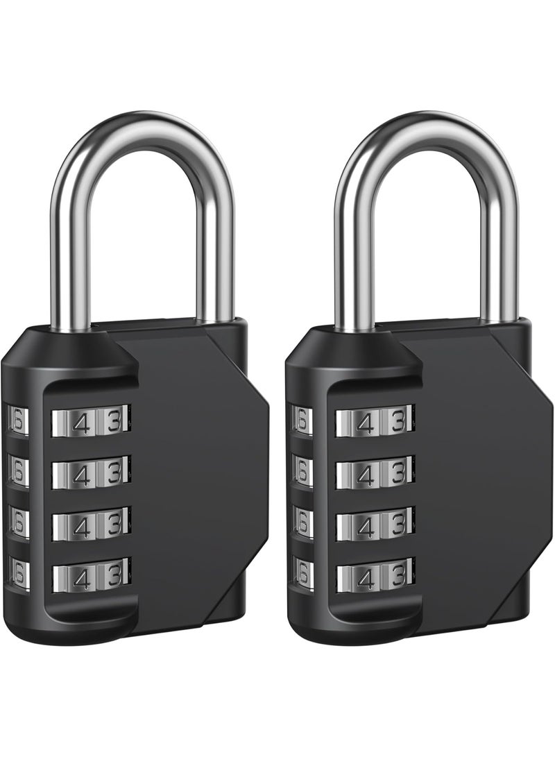 Combination Padlock, 4-Digit Resettable Passcode Padlock, 2 Pack, School Gym Locker, Sports Locker, Metal Portable Lock, Combo Lock for Fence, Toolbox, Gate, Case, Hasp Storage (Black) - Image 1
